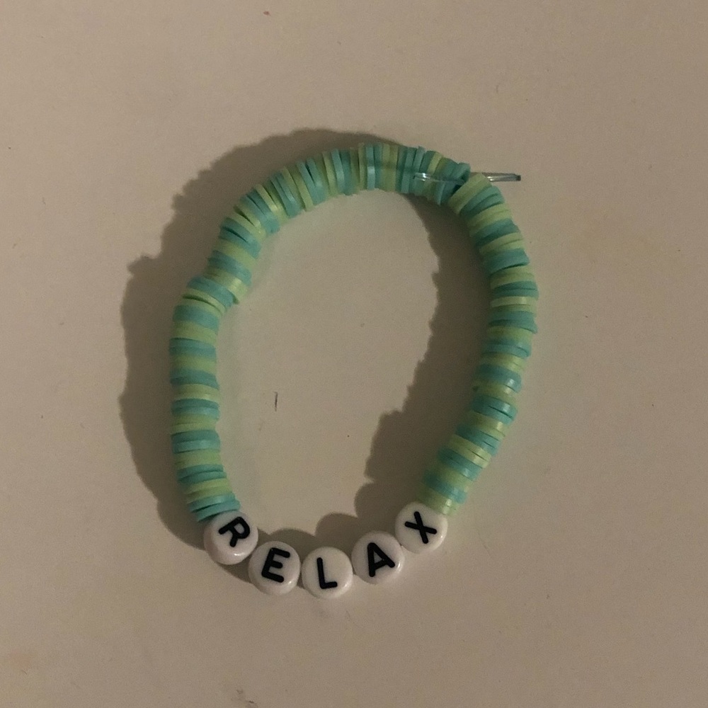 Teal clay bead bracelet